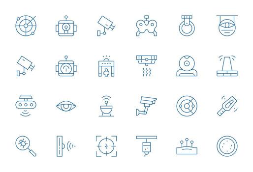 detección último paquete con 24 64 x 64 Delgado línea píxel optimizado íconos vector