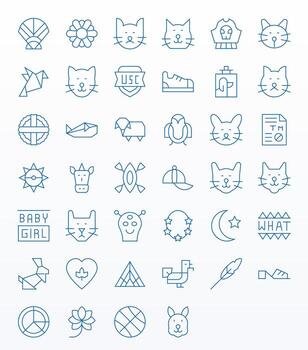 Logo Icon Repository containing 40 Thin Line Retina Ready Pixel Optimized graphics vector