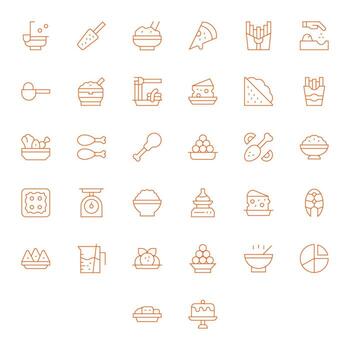 32 Display Perfect 128x128 Icons for Portion in elegant Thin Line design vector