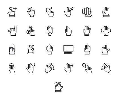 Touchscreen Icon Arsenal with 25 Retina Ready Regular Line Pixel Optimized designs vector