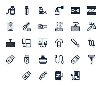 28 Icons for Usb optimized in Pixel Optimized 64x64 Bold Line resolution vector