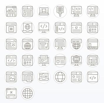 Browser Modern Collection with 32 Thin Line High Resolution Display Perfect Icons vector