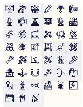 45 Bold Line Display Perfect Icons for Broadcast Graphics vector