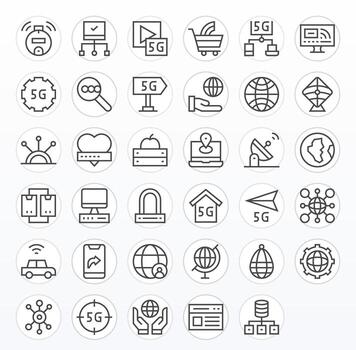 35 Regular Line Display Perfect Icons for Internet Graphics vector