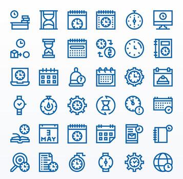 Bold Line Pixel Optimized Icons from Deadline Set with 36 256x256 Icons vector