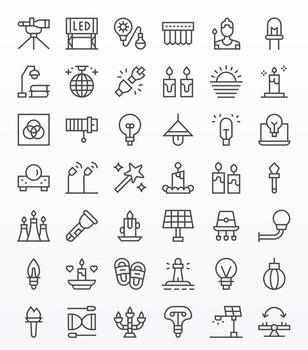 42 Icons for Light optimized in Pixel Optimized 256x256 Regular Line resolution vector
