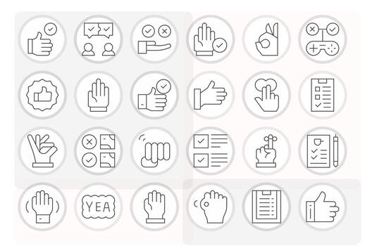 24 Grid Fitted High Resolution Icons for Confirm in elegant Thin Line design vector