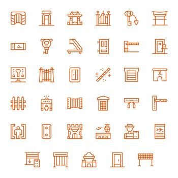 35 Regular Line Display Perfect Icons tailored for Gate 256x256 interface vector