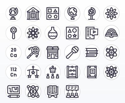 28 íconos para educativo optimizado en píxel optimizado 64 x 64 negrita línea resolución vector