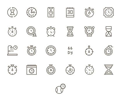 25 Icons for Duration optimized in PIXEL Perfect 128x128 Regular Line resolution vector