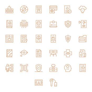 32 editable 256x256 íconos para datos seguridad en elegante Delgado línea diseño vector