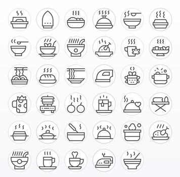 35 Regular Line Grid Fitted Icons for Steaming Graphics vector