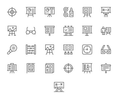25 Regular Line Display Perfect 128x128 Icons from Visual Aid Suite vector