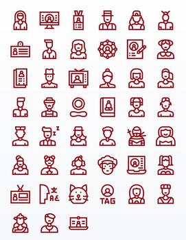 45 Bold Line Icons from Profile Picture in High Resolution Grid Fitted Quality vector