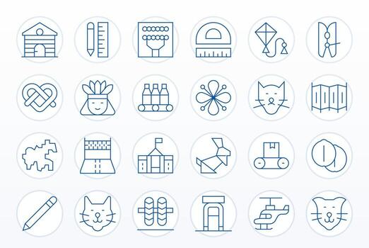 24 Retina Ready Icons for Line in Display Perfect Thin Line Format vector