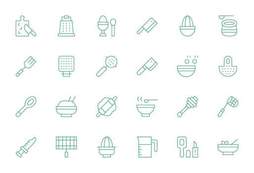 24 Thin Line Icons for Utensil in crisp High Resolution Editable resolution vector