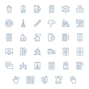 35 Pixel Optimized Regular Line Icons from Mobile Collection vector