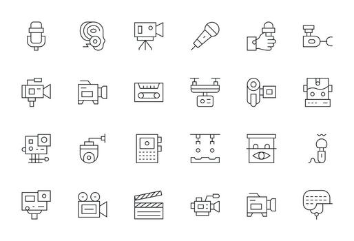 Recording Device Digital Pack containing 24 Pixel Optimized Thin Line 256x256 Icons vector