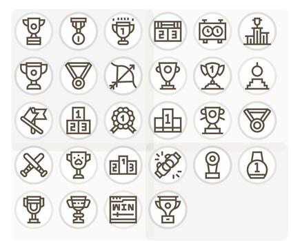 Bold Line Style Contest Icons with 28 High Resolution Pixel Aligned Designs vector