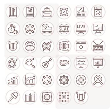 actuación gráficos paquete incluso 35 regular línea alto resolución píxel optimizado íconos vector