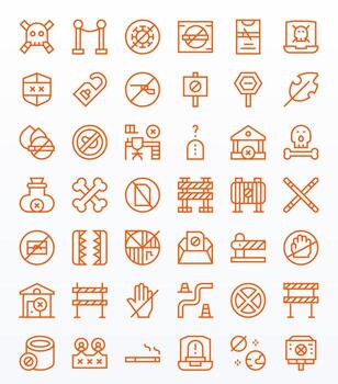 42 High Resolution Pixel Aligned Icons for No Entry in Regular Line Theme vector