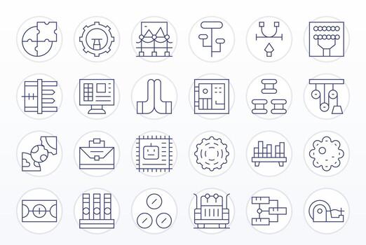 componentes moderno colección con 24 Delgado línea 256x256 cuadrícula equipado íconos vector