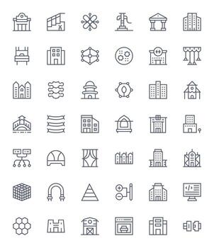 42 64x64 Regular Line Grid Fitted Icons for Structure Projects vector