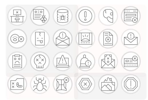 Error Message Graphics featuring 24 Thin Line Pixel Optimized 128x128 Designs vector