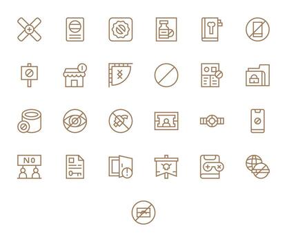 25 High Resolution Regular Line Pixel Aligned Icons for Restricted Access Projects vector