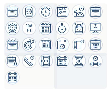 Time Management Icon Repository containing 25 Regular Line 128x128 Pixel Optimized graphics vector