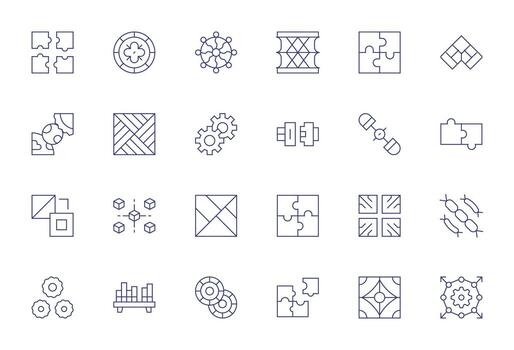 24 High Resolution Thin Line Pixel Optimized Icons for Interlocking Projects vector