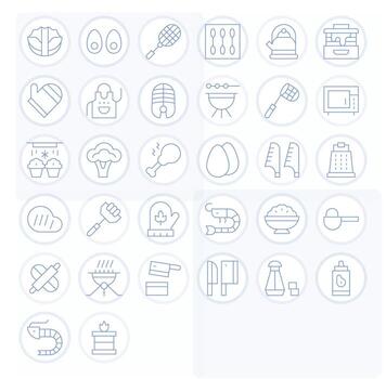 32 Thin Line Display Perfect Icons tailored for Cooking High Resolution interface vector