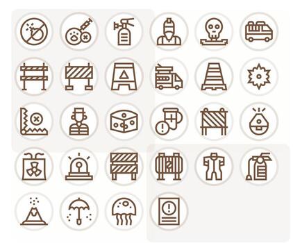 28 High Resolution Icons for Hazard in Grid Fitted Bold Line Format vector