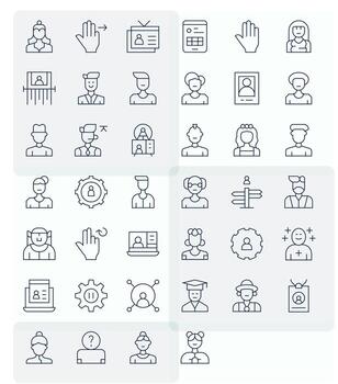 usuario visual paquete conteniendo 40 Delgado línea píxel alineado íconos vector