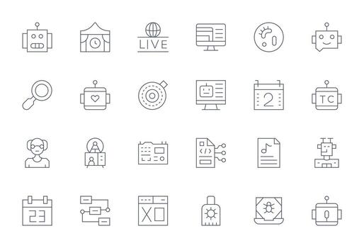 24 píxel optimizado Delgado línea íconos diseñado para programa interfaz vector