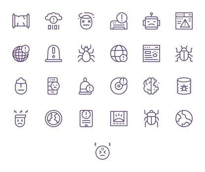 Malfunction Icon Toolkit featuring 25 PIXEL Perfect High Resolution Regular Line elements vector