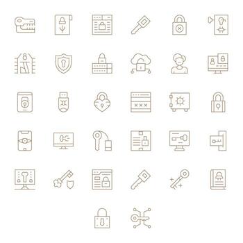 32 PIXEL Perfect Thin Line Icons from Password Collection vector