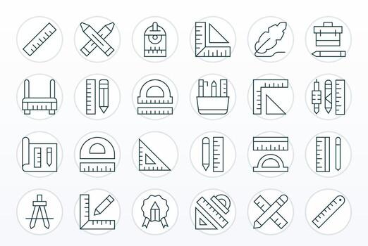 redacción prima haz con 24 128x128 píxel alineado Delgado línea íconos vector