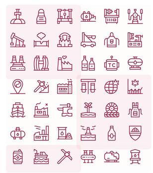 Industry featuring 42 High Resolution Icons in Regular Line Design vector