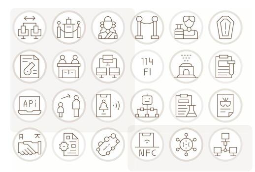 Protocol Icon Toolkit featuring 24 Grid Fitted 128x128 Thin Line elements vector