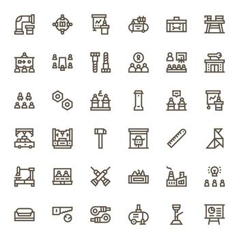 36 Detail Enhanced Bold Line Icons designed for Workshop Interface vector