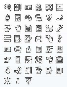 negrita línea cuadrícula equipado íconos desde entrada conjunto con 45 retina Listo íconos vector