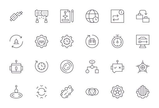 proceso icono repositorio conteniendo 24 Delgado línea 256x256 monitor Perfecto gráficos vector