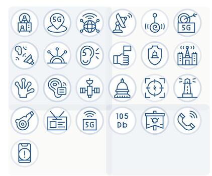 Signal Icon Repository containing 25 Regular Line 256x256 Grid Fitted graphics vector