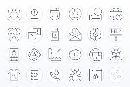 24 píxel optimizado Delgado línea íconos desde problema colección vector