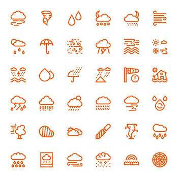 36 Icons for Storm optimized in Pixel Optimized 128x128 Bold Line resolution vector