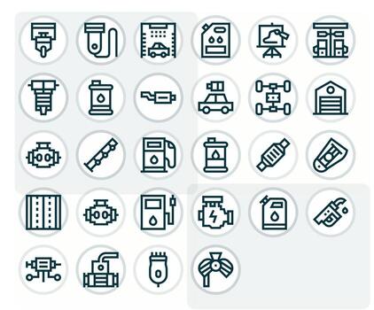 motor icono conjunto con 28 negrita línea alto resolución píxel optimizado gráficos vector