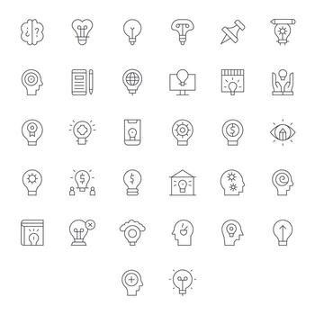 Idea Scalable Set featuring 32 Pixel Aligned Thin Line 128x128 Icons vector