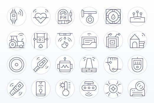 24 Thin Line Icons designed for Sensor in High Resolution Detail Enhanced format vector