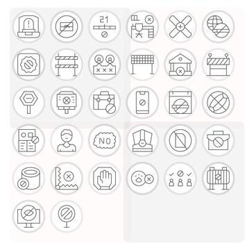 Thin Line Editable Icons from No Access Set with 32 High Resolution Icons vector